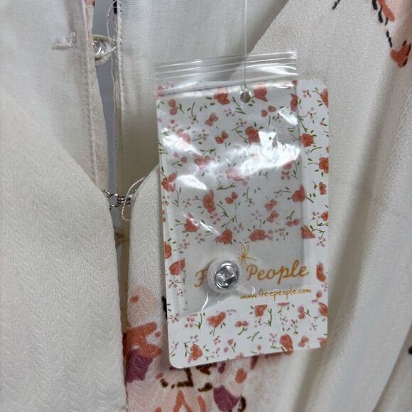 NEW Free People All I Got Floral Maxi Dress Boho Peasant Women's Ivory Size 4 - Picture 12 of 14